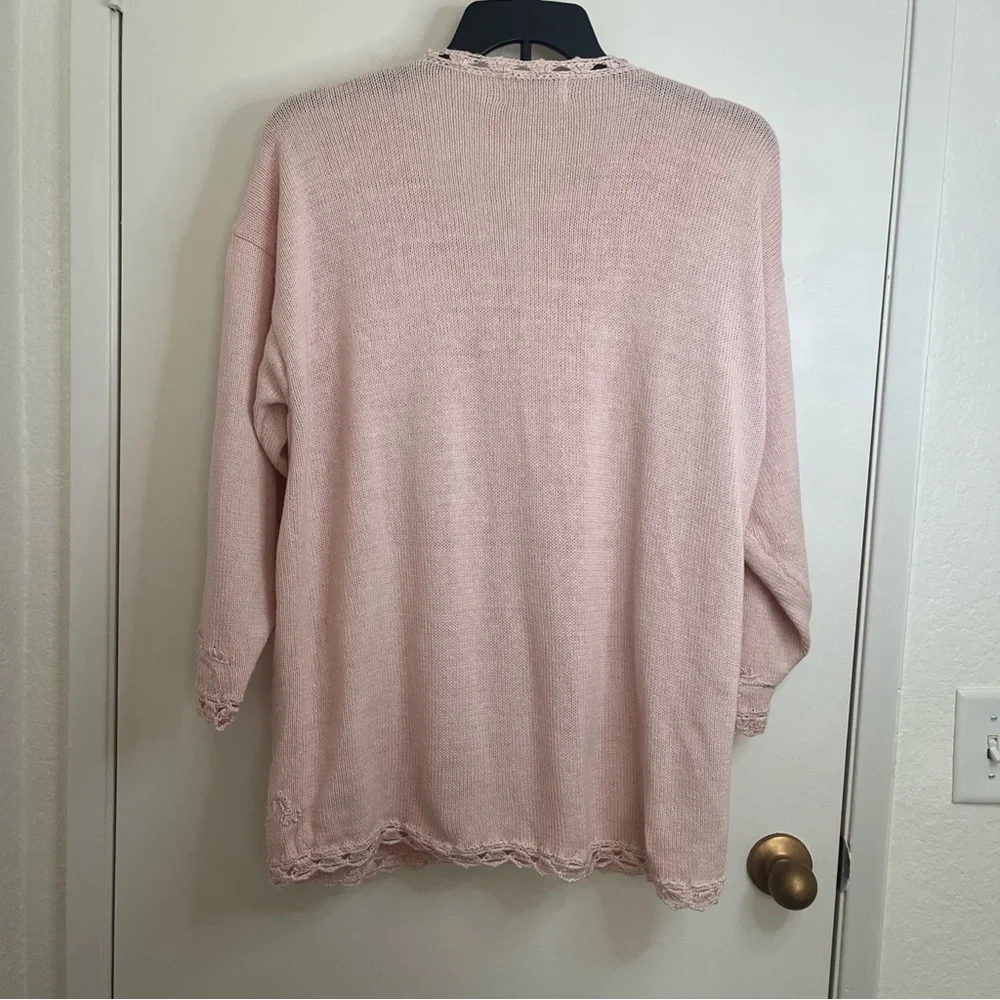 Venezia Light Pink Women's Cardigan Large Embroidered Detail Long Sleeve - Picture 12 of 15